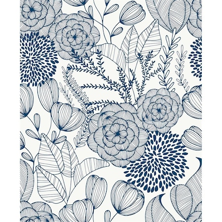 Doba-Bnt Navy Secret Garden Peel & Stick Wallpaper Blue SA2811828